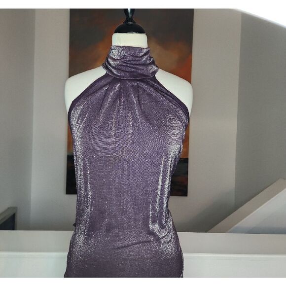 Salvage Purple Halter Dress size M - Picture 2 of 4